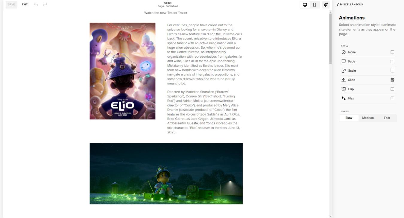 Squarespace image animation